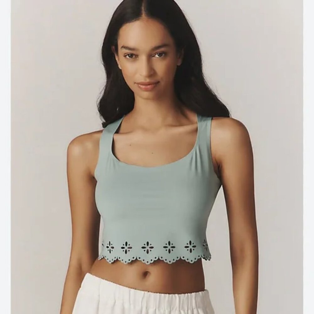 NWT Anthropologie Seamless Laser-Cut Tank Top Blue M